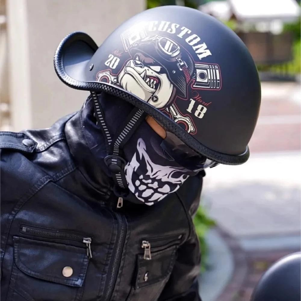 Retro Helmet Half Face Windshield Motorcycle Helmet Men Women Scooter Casco Motorbike Cycling Helmet ABS Material