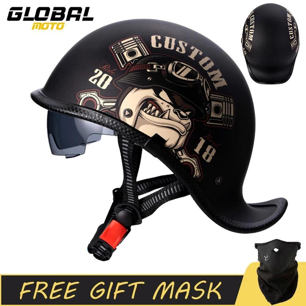 Retro Helmet Half Face Windshield Motorcycle Helmet Men Women Scooter Casco Motorbike Cycling Helmet ABS Material