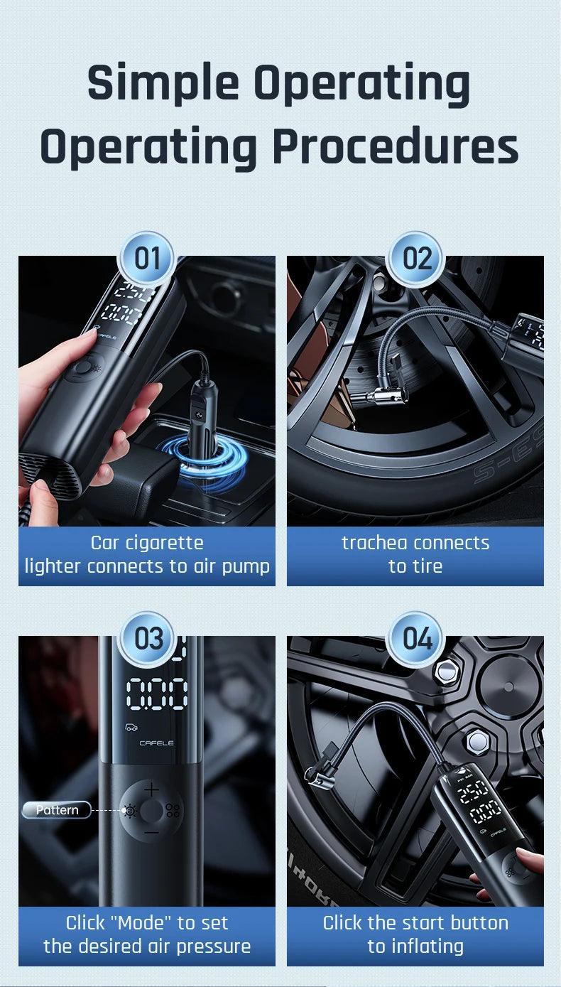 Car Tire Air Pump 12V 150PSI Air Compressor Portable Wired Electric Inflator For Car Motorcycle Bicycle with Extended Power Cord - Franklyn & Page Emporium