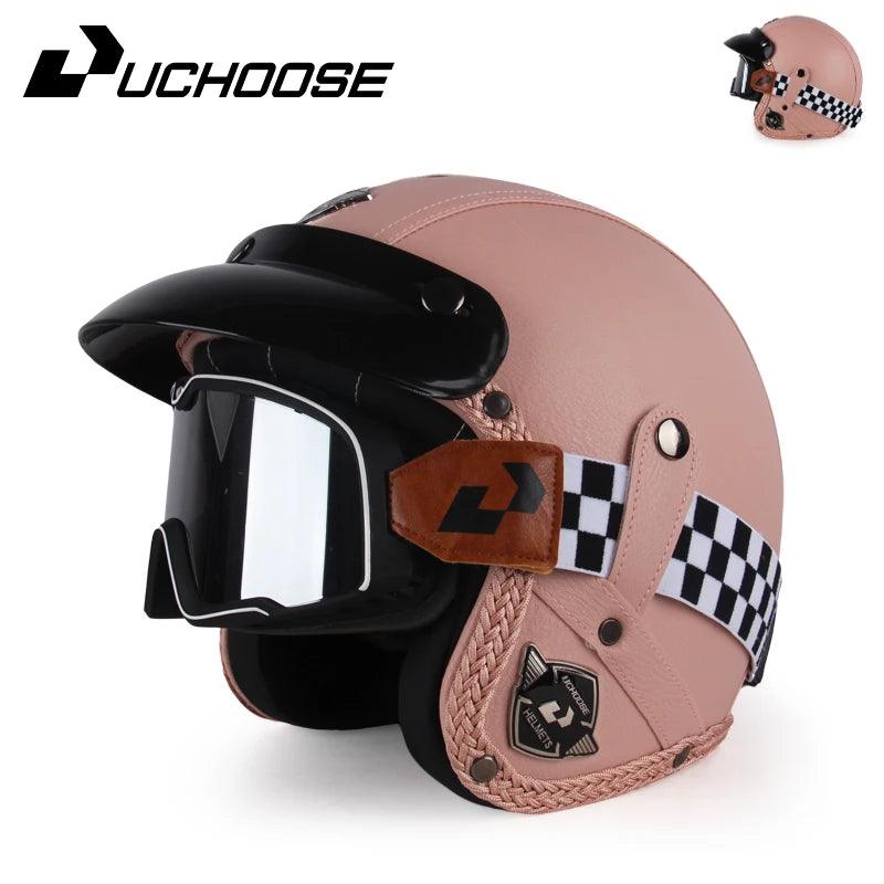 DOT Open Face Three Quarters Casco Moto Motorcycle Accessories Men Moto Helmets Certificated Retro Motorcycle Helmet Free Goggle