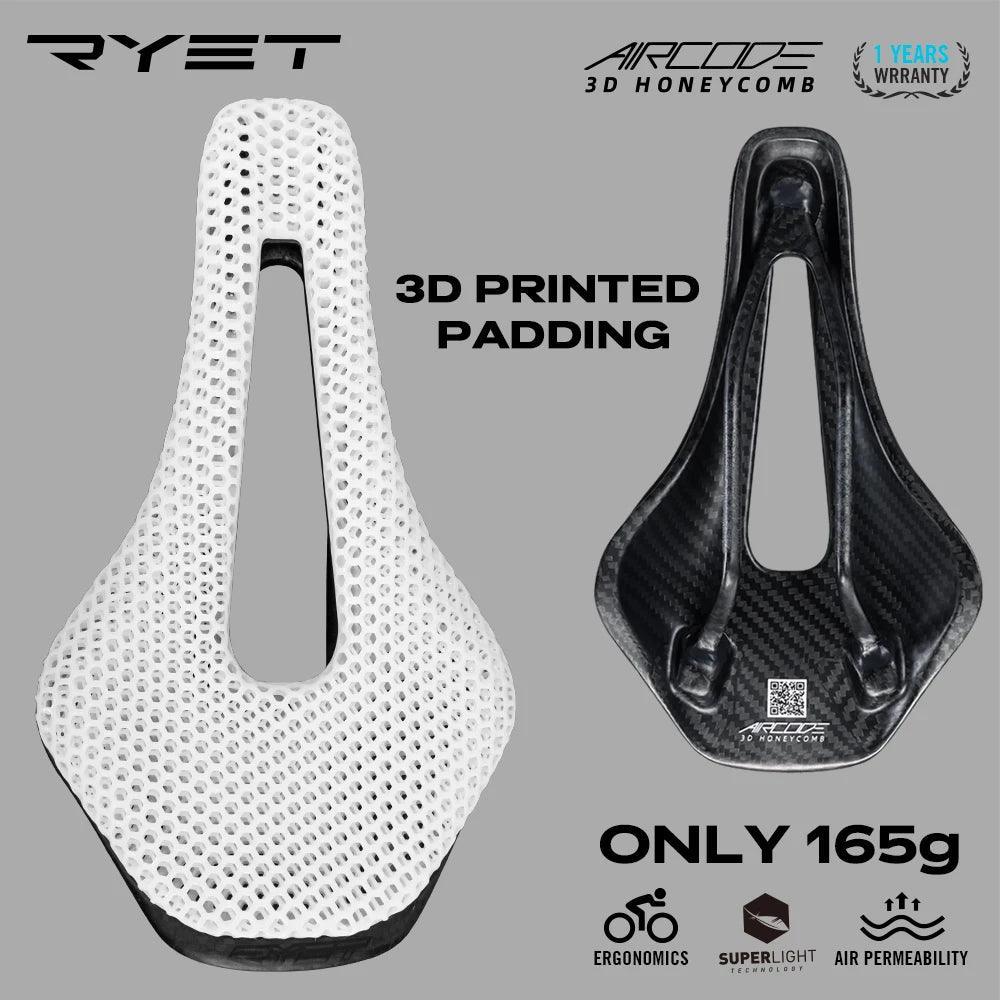 RYET 3D Printed Carbon Bike Saddle For MTB Road Bike Cycling Seat Bicycle Ultralight Saddle Full Carbon Cushion Cycling Parts - Franklyn & Page Emporium