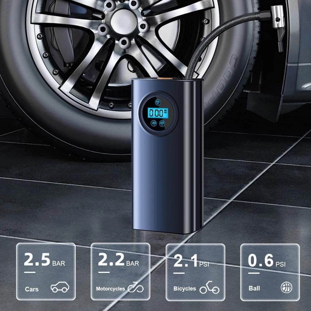 Electric Air Compressor Rechargeable High Precision Car Tyre Inflator LCD Display Portable Air Pump for Car Motorcycle Bike Ball - Franklyn & Page Emporium