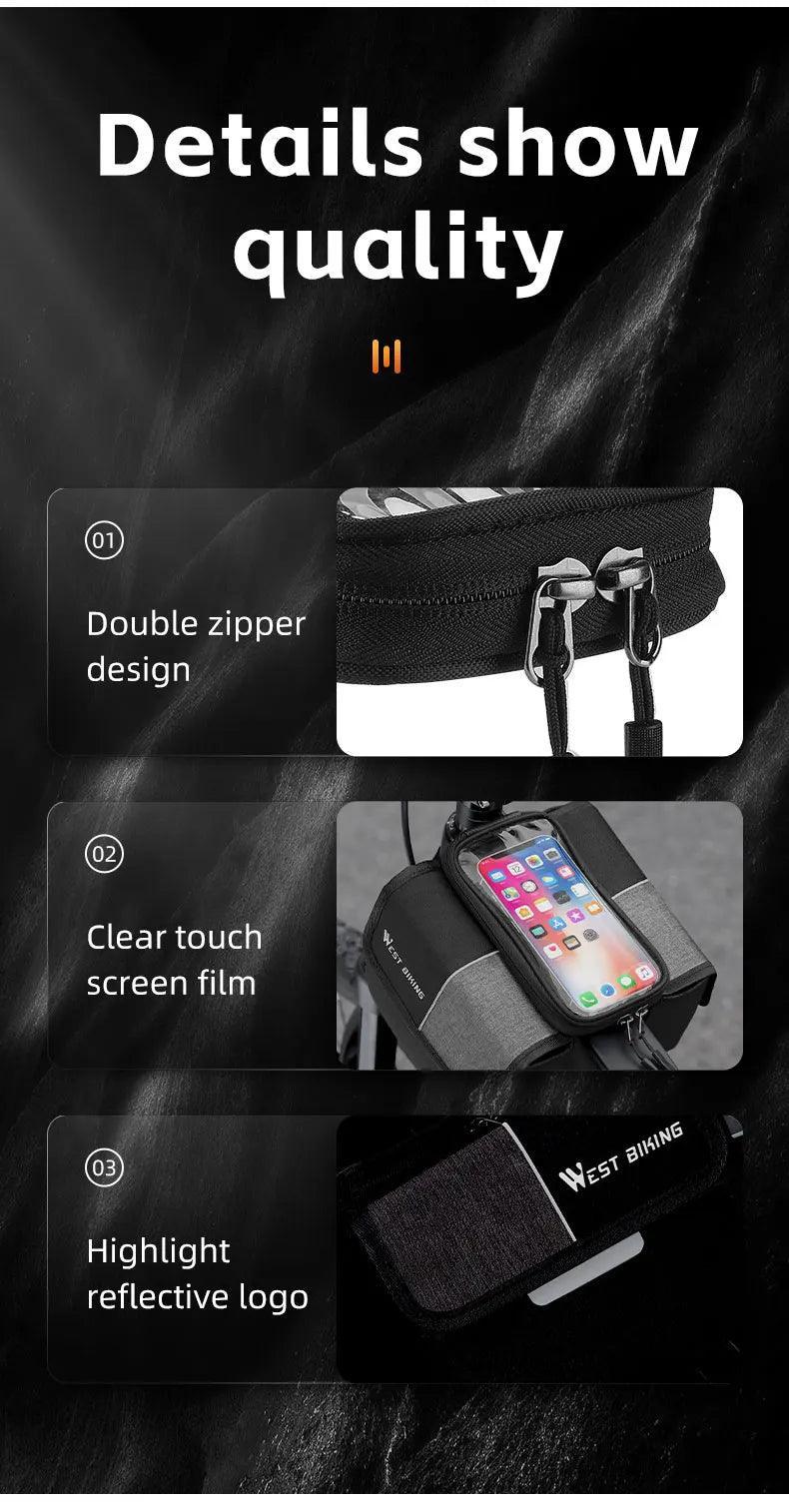WEST BIKING Bicycle Bag Cycling Top Front Tube Frame Bag 7.0Inches Phone Case Storage Touch Screen MTB Road Bike Bag Accessories - Franklyn & Page Emporium