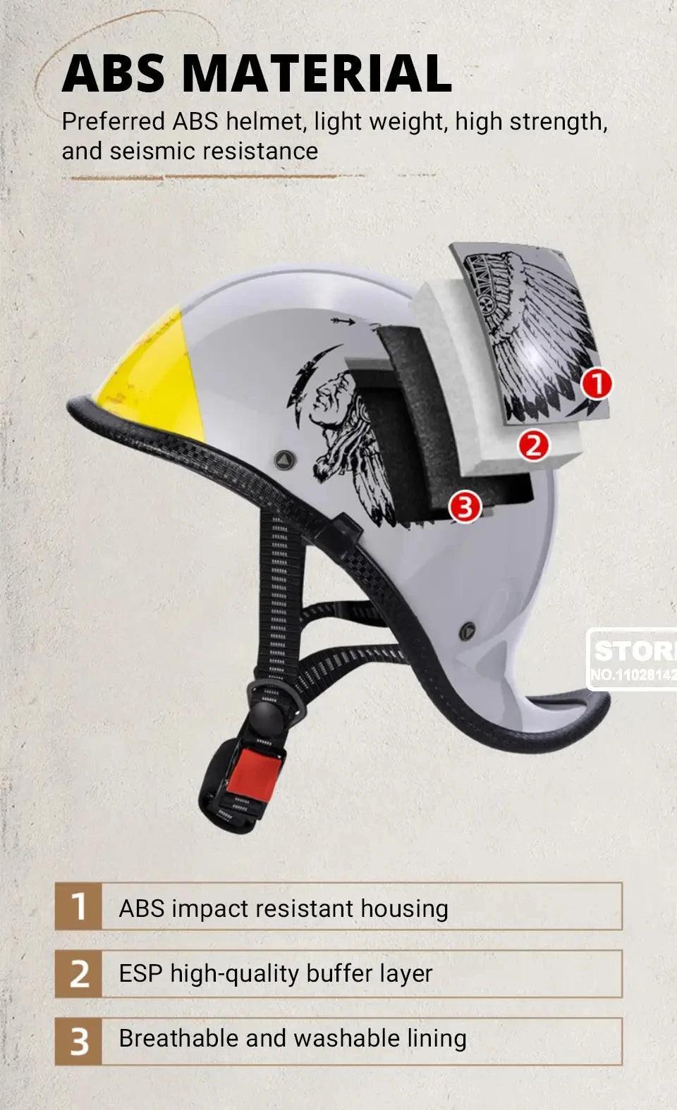 Retro Helmet Half Face Windshield Motorcycle Helmet Men Women Scooter Casco Motorbike Cycling Helmet ABS Material