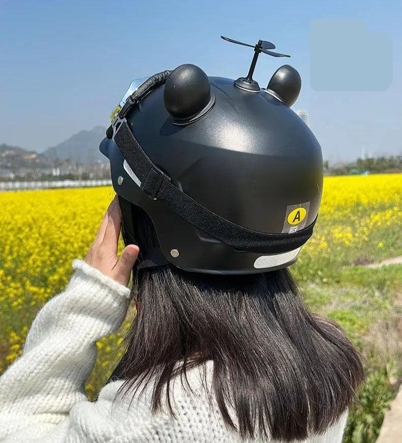 Motorcycle Helmet German Leather Style Pilot Motorcycle Open Face Retro Half Helmet Cruise Chopper Biker Helmet