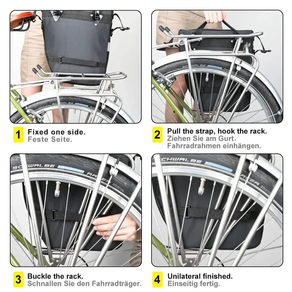 Bike Pannier Bag 3 In 1 Big Capacity With Rain Cover Rear Rack Seat Trunk Bags For Mtb Road Folding Bicycles E-Bike - Franklyn & Page E-Bike Emporium