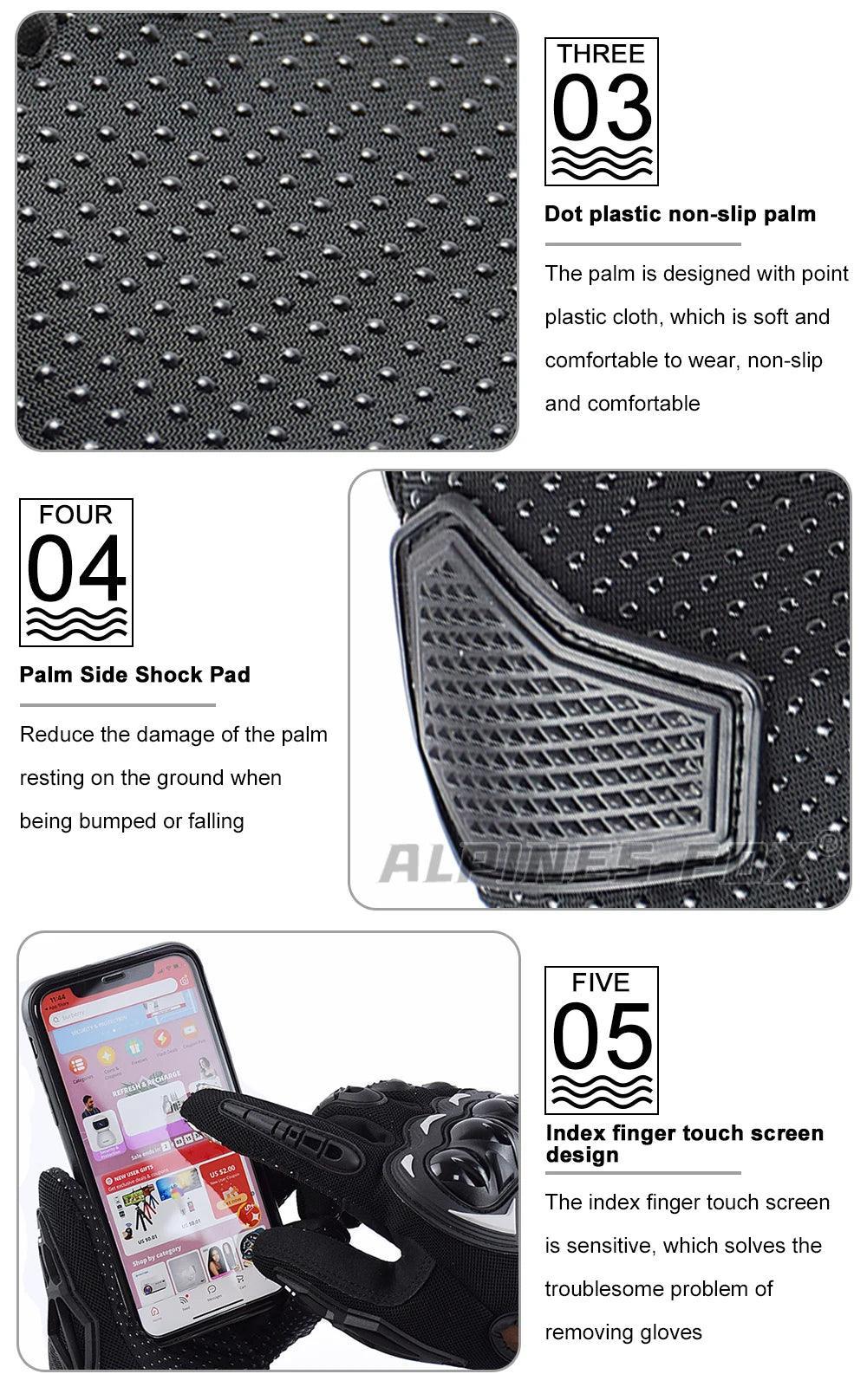 VEMAR Summer Motorcycle Gloves Men Black Full Finger Touchscreen Cycling ATV MTB Guantes Moto Luvas Bike Riding Glove Women Red