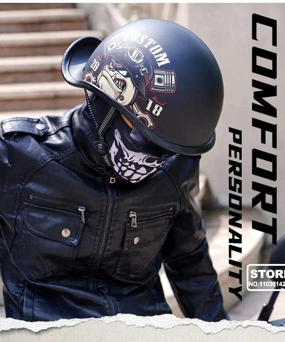 Retro Helmet Half Face Windshield Motorcycle Helmet Men Women Scooter Casco Motorbike Cycling Helmet ABS Material