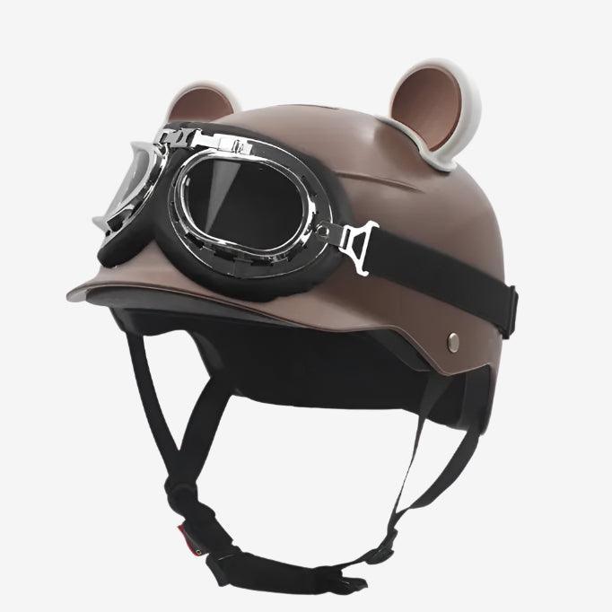 Motorcycle Helmet German Leather Style Pilot Motorcycle Open Face Retro Half Helmet Cruise Chopper Biker Helmet