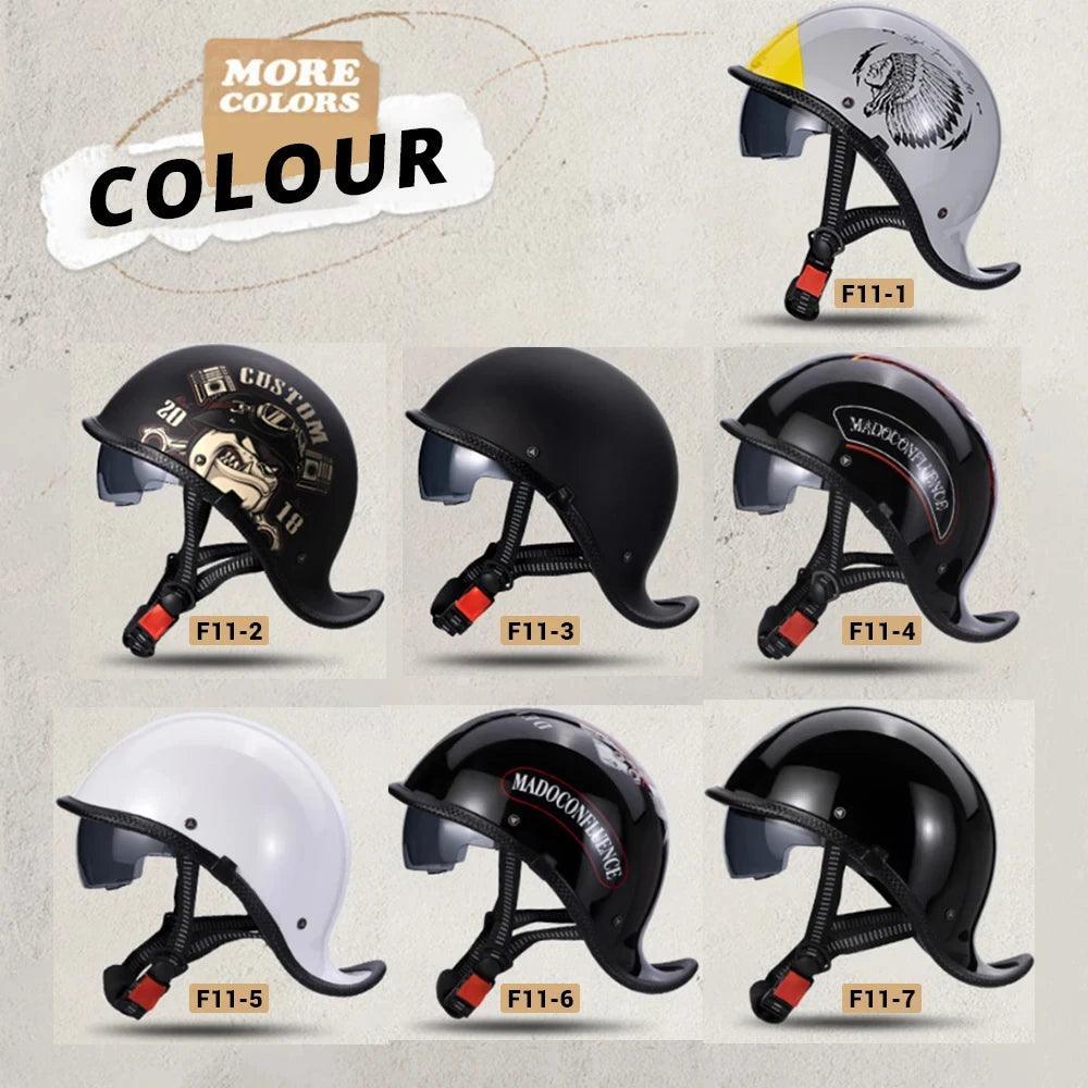Retro Helmet Half Face Windshield Motorcycle Helmet Men Women Scooter Casco Motorbike Cycling Helmet ABS Material