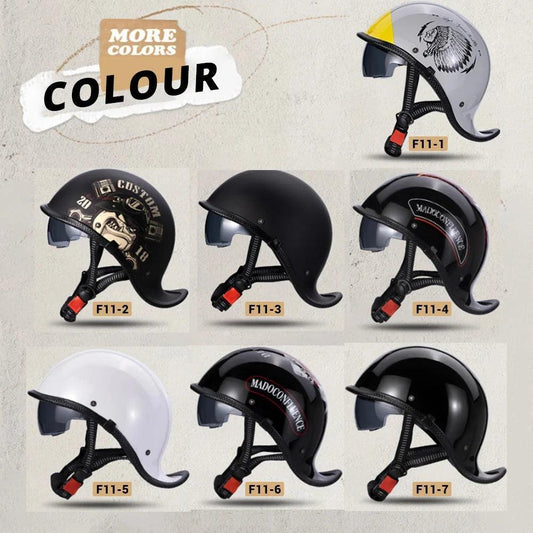 Retro Helmet Half Face Windshield Motorcycle Helmet Men Women Scooter Casco Motorbike Cycling Helmet ABS Material