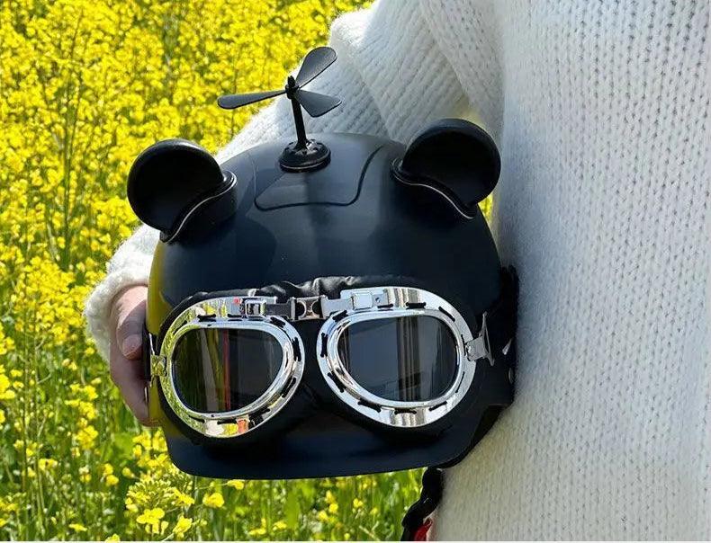 Motorcycle Helmet German Leather Style Pilot Motorcycle Open Face Retro Half Helmet Cruise Chopper Biker Helmet