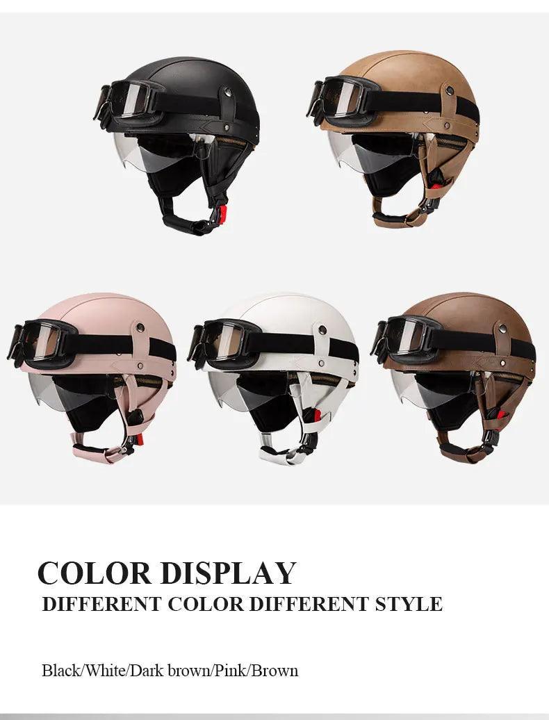 Vintage Black Motorcycle Helmet Retro Half Helmet Shell Matte Motorbike Protection Safety Cap Cascos Para Motos