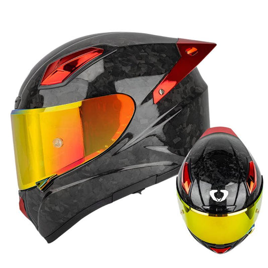 DOT approved Carbon Fibre Helmet Helm Casque Kask Casco with tinted mirror visor - Franklyn & Page Emporium
