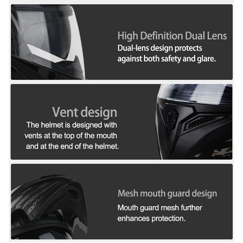 Premium DOT Approved Helmets Crash Motorbike Protective Gear Men Women Flip Up Helmet Motorcycle Visor - Franklyn & Page Emporium