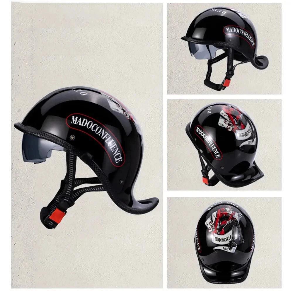 Retro Helmet Half Face Windshield Motorcycle Helmet Men Women Scooter Casco Motorbike Cycling Helmet ABS Material