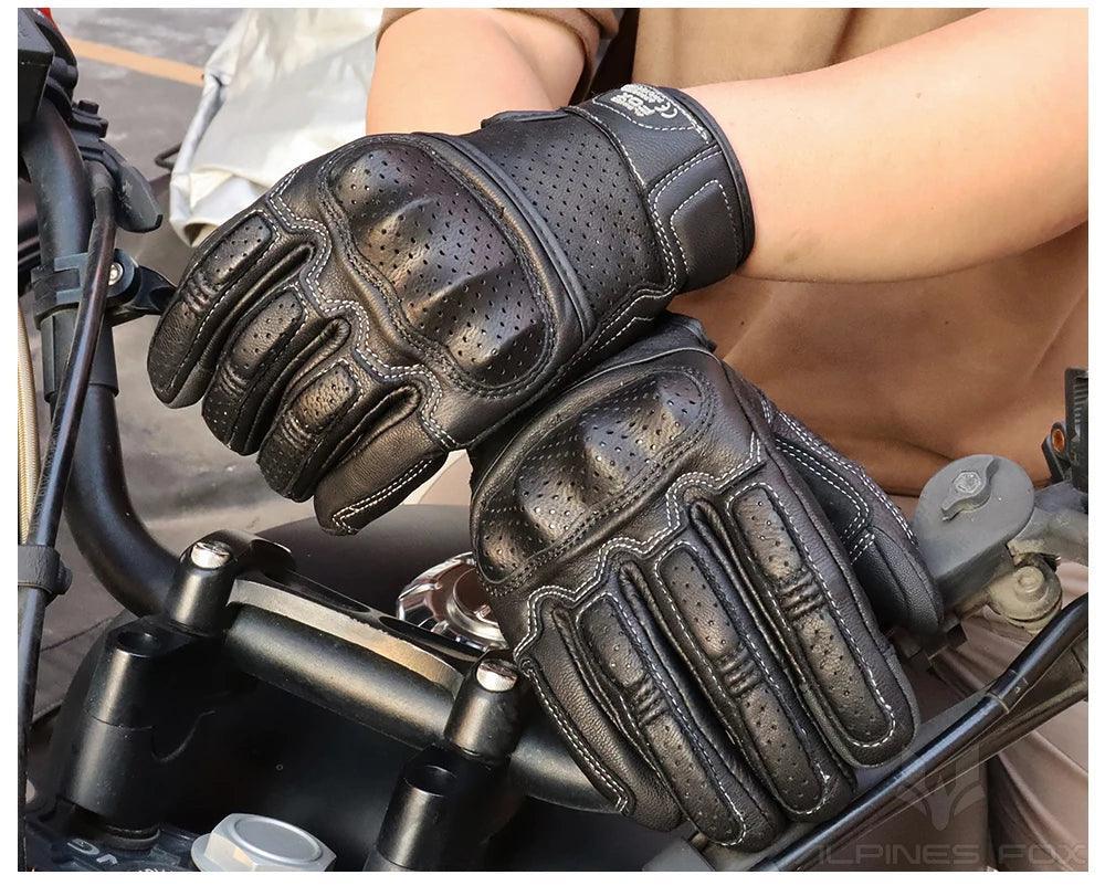 Brown Vintage Leather Motorcycle Gloves Men CE Certification Motorbike Riding Touch Screen Motocross Moto Racing Biker Glove XXL
