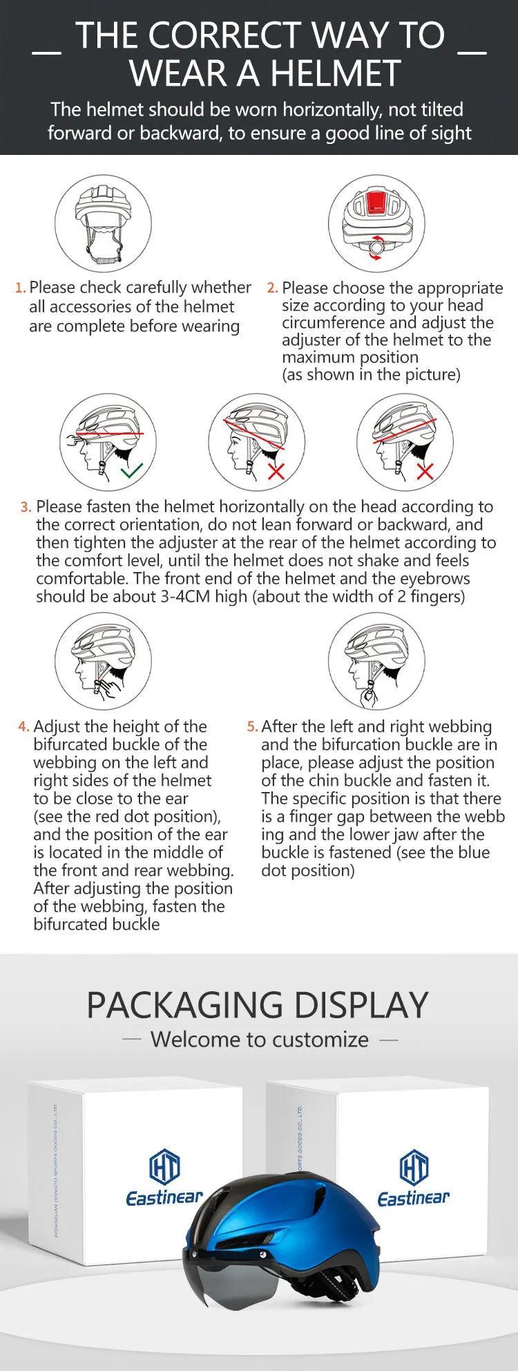 Eastinear 2023 New Road Mountain Bike Helmet Adult Men's Outdoor Sports Cycling Safety Hat With LED Charging Taillight Goggles