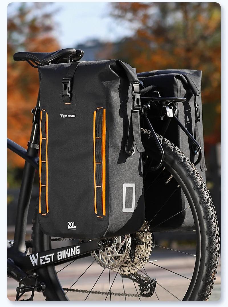 WEST BIKING Expandable Fully Waterproof TPU Bicycle Bag Foldable 15-20L Pannier Bike Rear Carrier Bag MTB Accessories Hand Bags - Franklyn & Page Emporium