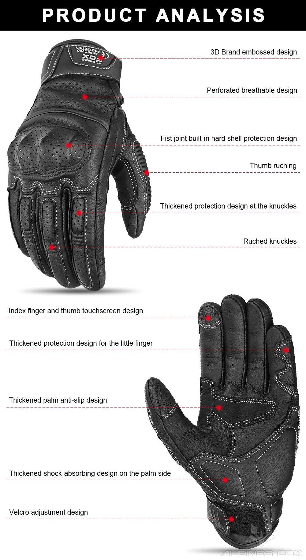 Brown Vintage Leather Motorcycle Gloves Men CE Certification Motorbike Riding Touch Screen Motocross Moto Racing Biker Glove XXL