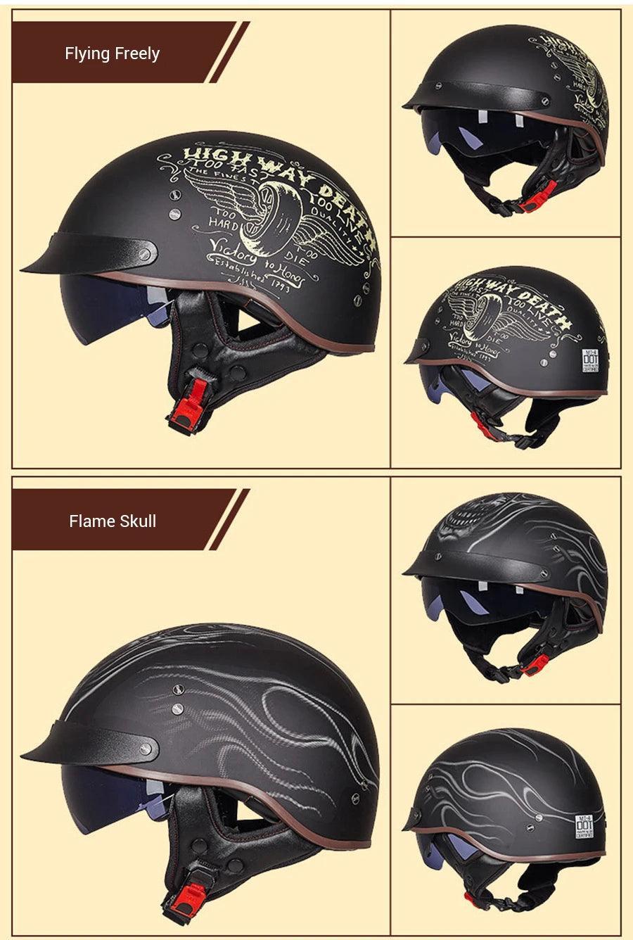Retro Motorbike Helmet Summer Men Motorbike Riding Protective Helmet Women Motorcycle Half Helmet
