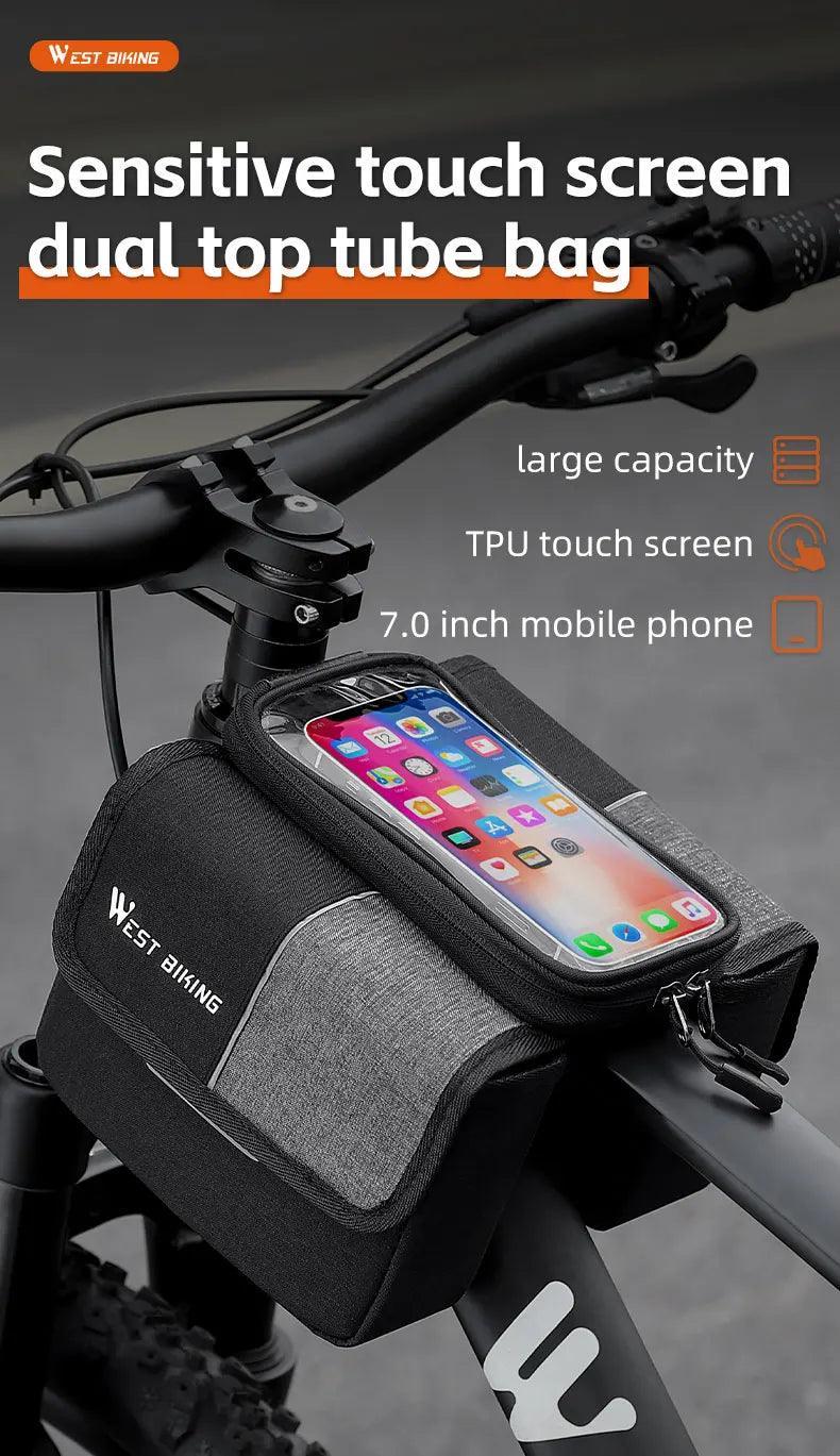 WEST BIKING Bicycle Bag Cycling Top Front Tube Frame Bag 7.0Inches Phone Case Storage Touch Screen MTB Road Bike Bag Accessories - Franklyn & Page Emporium