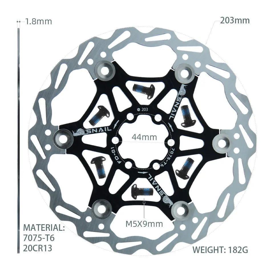 Snail Floating Disc Mountain Bike Cooling Floating Disc Ultra-light Six Pin Disc Brake Disc 160 180 203mm Accessories