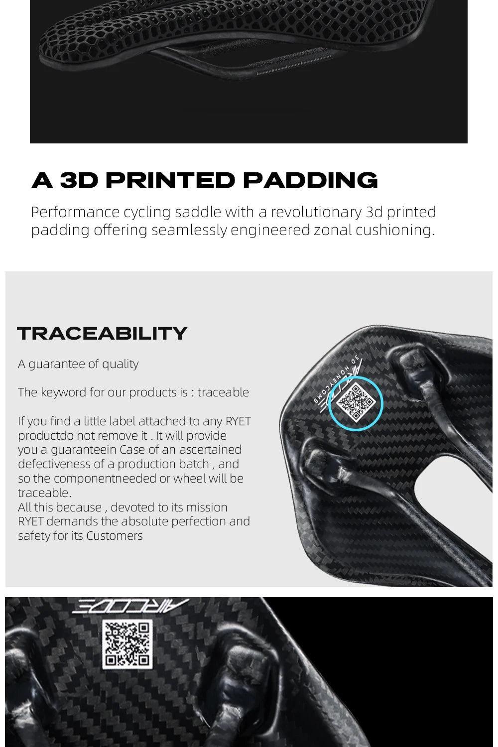 RYET 3D Printed Carbon Bike Saddle For MTB Road Bike Cycling Seat Bicycle Ultralight Saddle Full Carbon Cushion Cycling Parts - Franklyn & Page Emporium