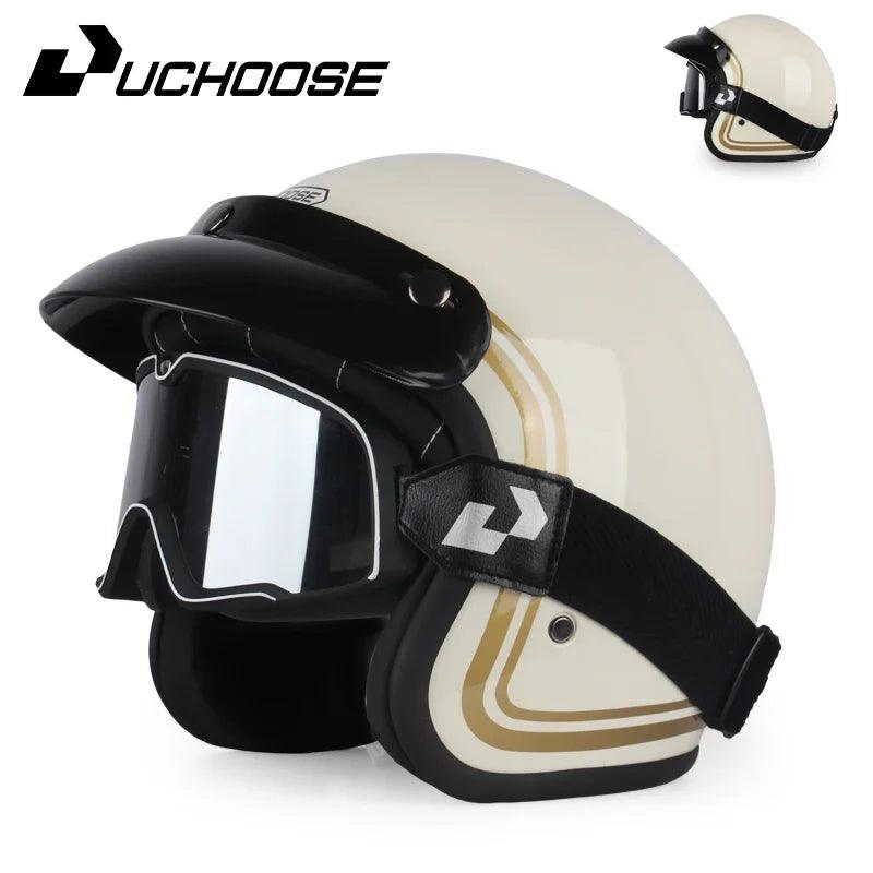 DOT Open Face Three Quarters Casco Moto Motorcycle Accessories Men Moto Helmets Certificated Retro Motorcycle Helmet Free Goggle