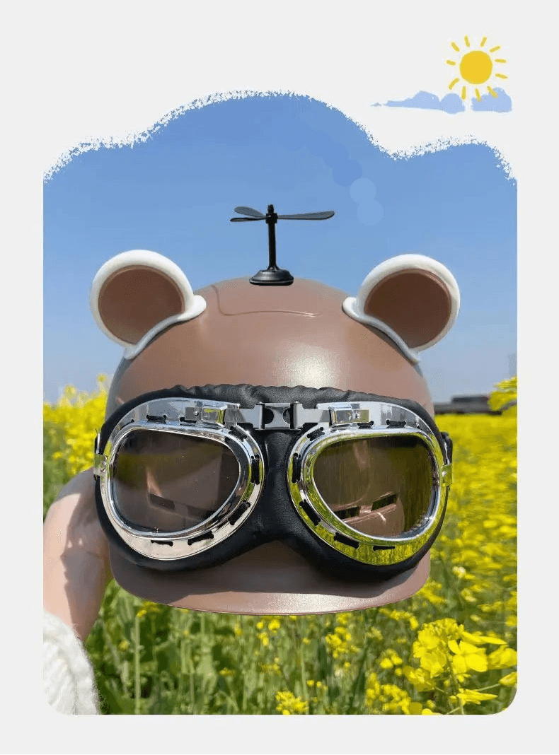 Motorcycle Helmet German Leather Style Pilot Motorcycle Open Face Retro Half Helmet Cruise Chopper Biker Helmet