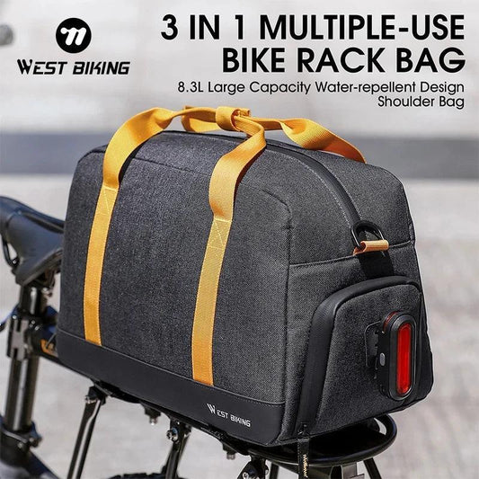 Waterproof MTB Bike Pannier Bag 8.3L Bike Trunk Bag Cycling Bicycle Rear Rack Storage Luggage Bag Shoulder Bag - Franklyn & Page Emporium