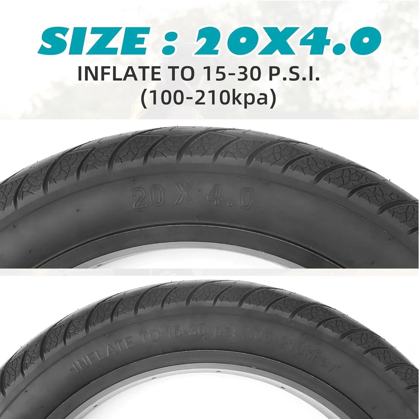 ZUKKA E Bike Fat Tire 20x 4.0 Fat Tire Heavy Duty High-Performance Wear-Resistant E-Bike Mountain Snow Bike Tire Black - Franklyn & Page Emporium