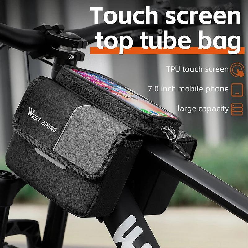 WEST BIKING Bicycle Bag Cycling Top Front Tube Frame Bag 7.0Inches Phone Case Storage Touch Screen MTB Road Bike Bag Accessories - Franklyn & Page Emporium