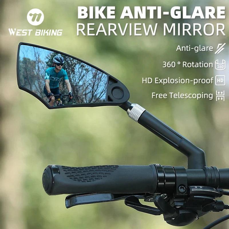 WEST BIKING Anti-Glare Bicycle Mirror Handlebar Rear View Wide Range Back Sight Reflect electric scooter Mirror bike accessories - Franklyn & Page Emporium
