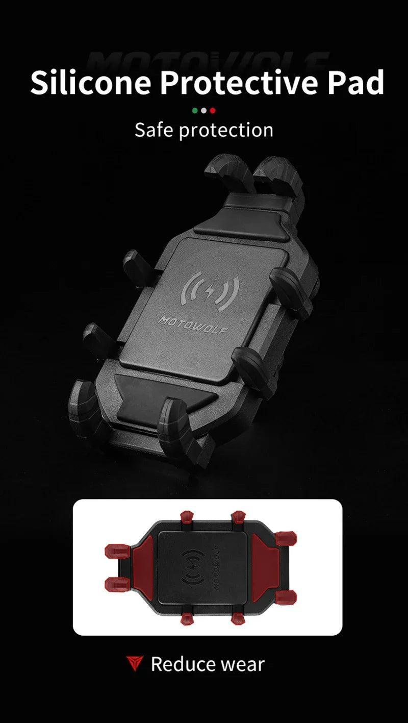 Bike Wireless Charging Phone Holder Cradle 3.0 Quick Charger GPS Moto Support Cellphone Handlebar Mount for 4-7 inch Phone - Franklyn & Page Emporium