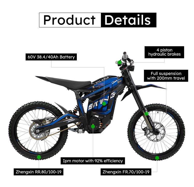 Talaria Sting R MX4 60V 45AH 8000w off road Electric Dirt Bike Fast Motorcycle