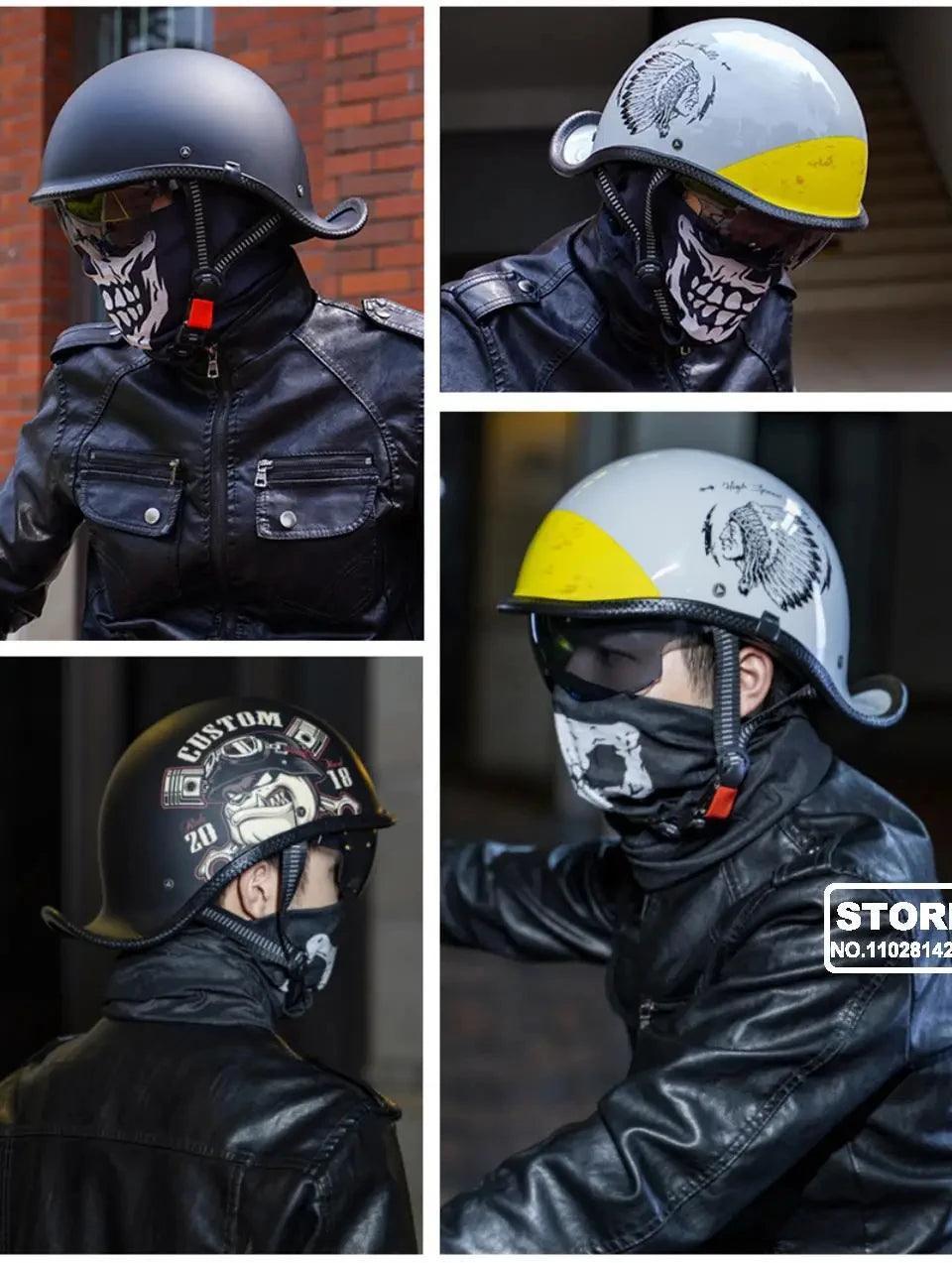 Retro Helmet Half Face Windshield Motorcycle Helmet Men Women Scooter Casco Motorbike Cycling Helmet ABS Material