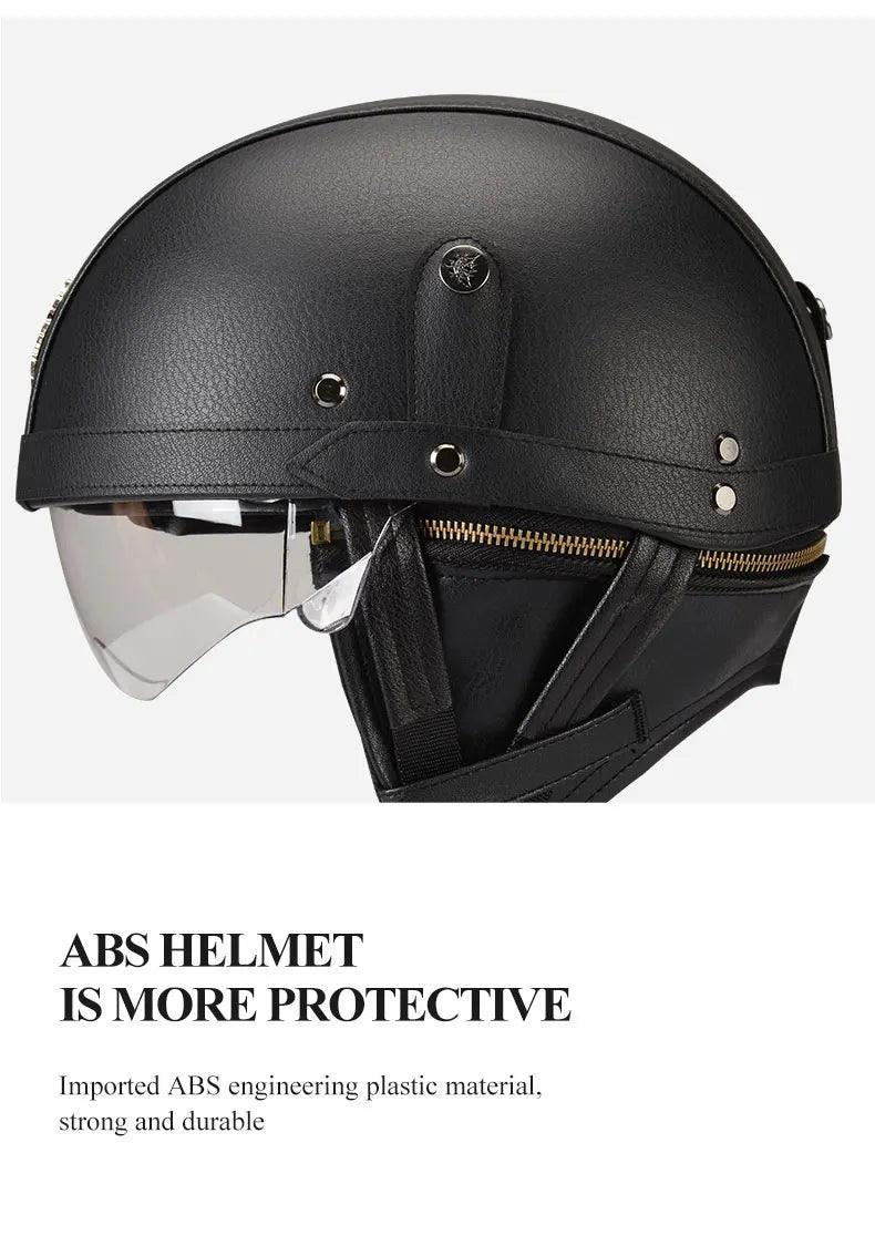 Vintage Black Motorcycle Helmet Retro Half Helmet Shell Matte Motorbike Protection Safety Cap Cascos Para Motos