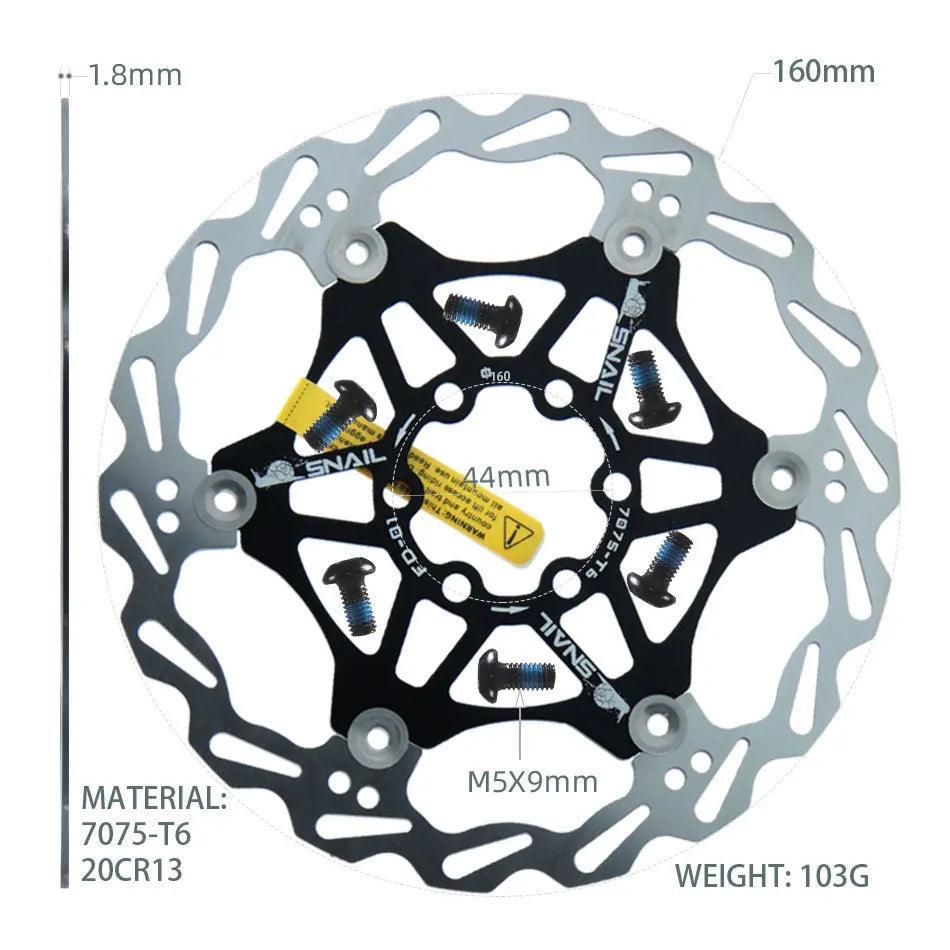 Snail Floating Disc Mountain Bike Cooling Floating Disc Ultra-light Six Pin Disc Brake Disc 160 180 203mm Accessories