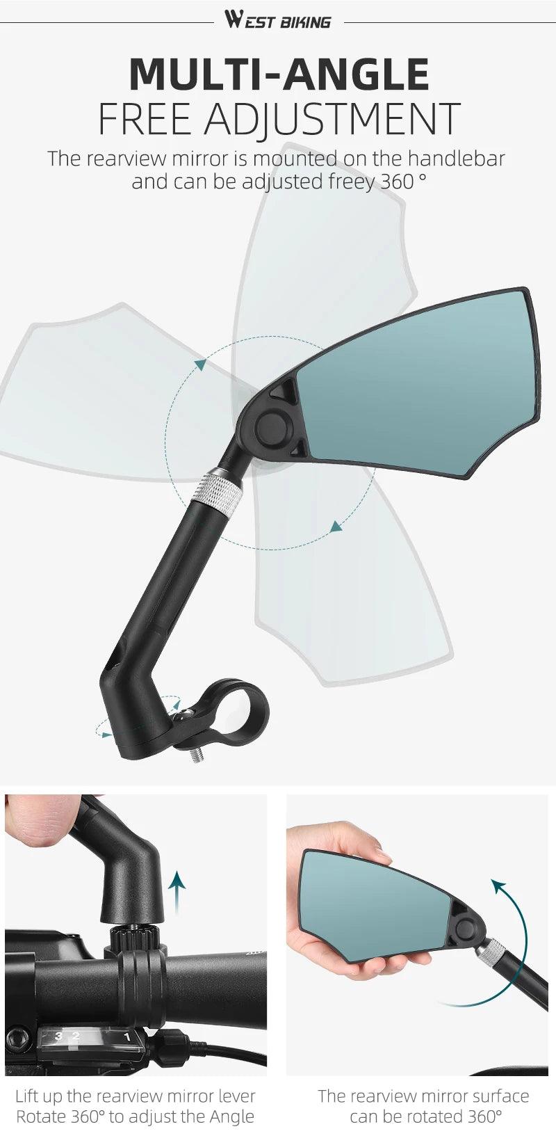 WEST BIKING Anti-Glare Bicycle Mirror Handlebar Rear View Wide Range Back Sight Reflect electric scooter Mirror bike accessories - Franklyn & Page Emporium