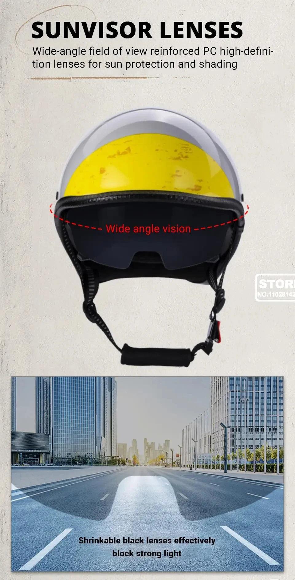 Retro Helmet Half Face Windshield Motorcycle Helmet Men Women Scooter Casco Motorbike Cycling Helmet ABS Material