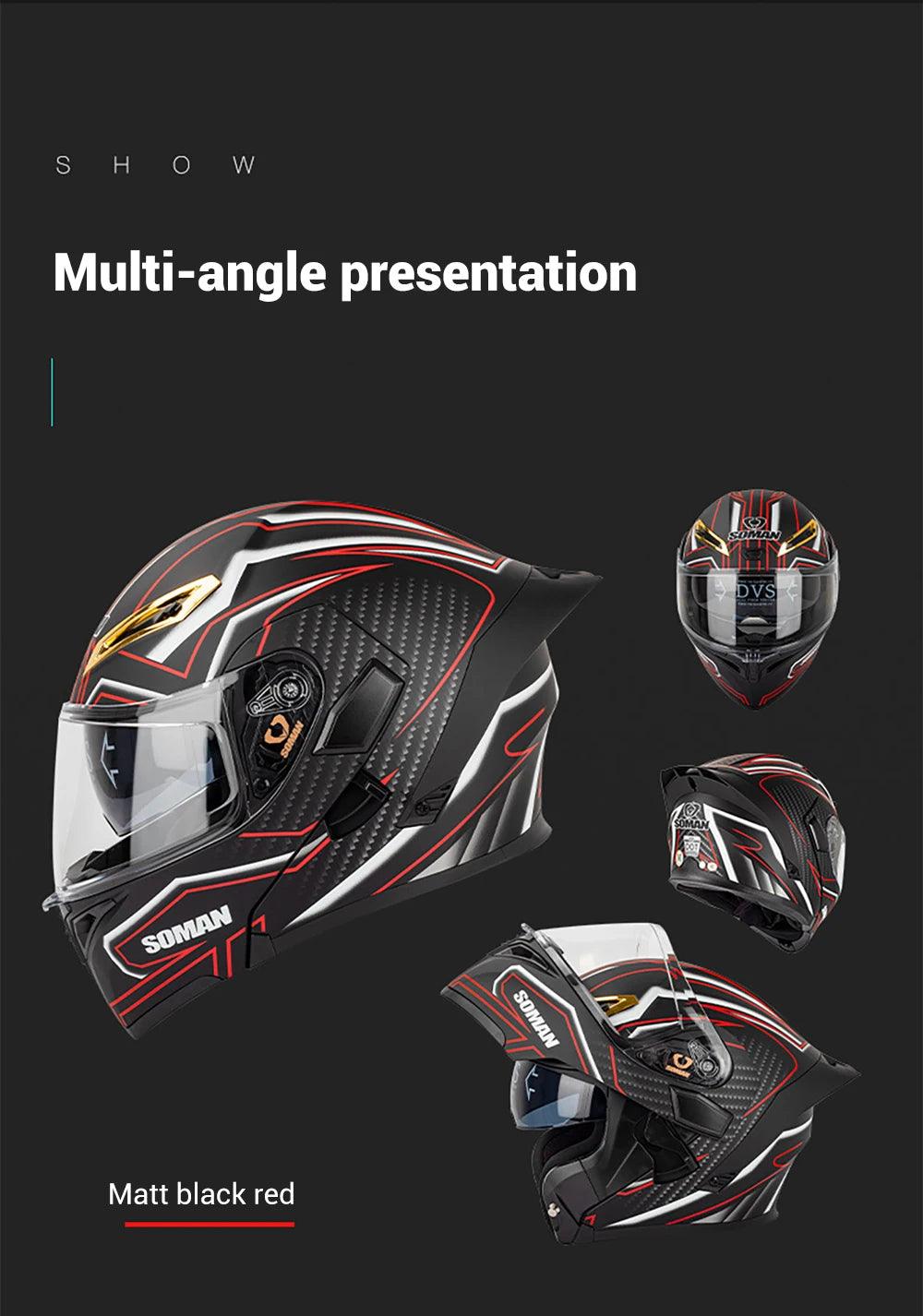 Motorcycle Helmet Double Lens Full Face Helmet Wear-Resistant Head Protection Anti-Slip Motocross Kask Breathable Casco Capacete - Franklyn & Page Emporium