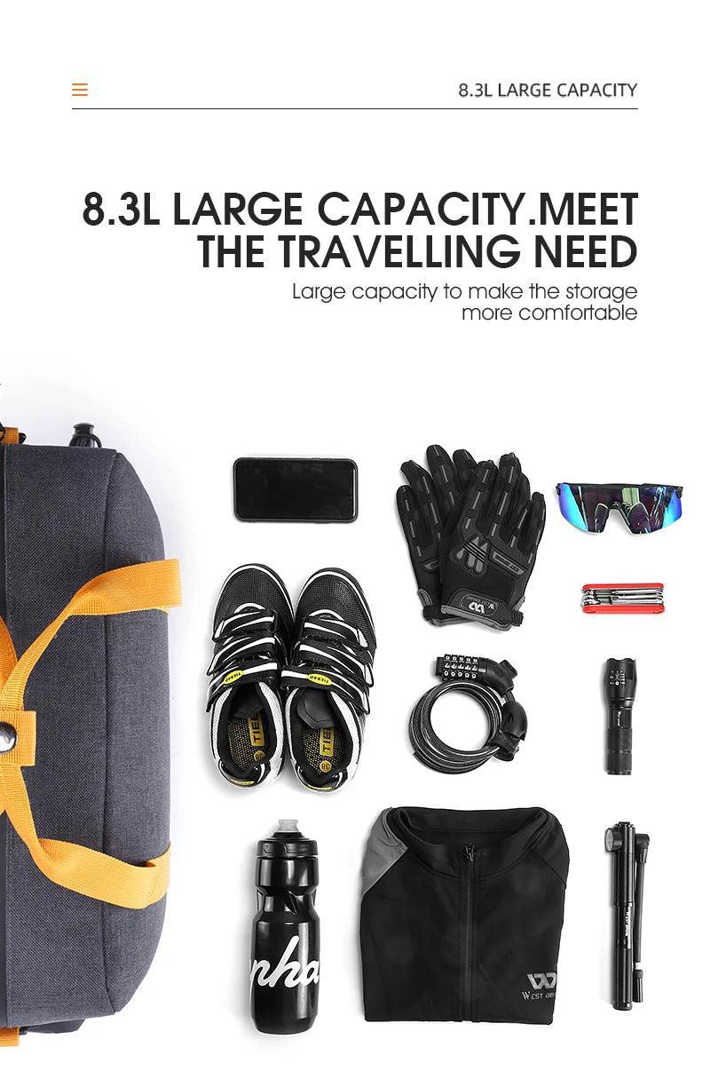 Waterproof MTB Bike Pannier Bag 8.3L Bike Trunk Bag Cycling Bicycle Rear Rack Storage Luggage Bag Shoulder Bag - Franklyn & Page Emporium