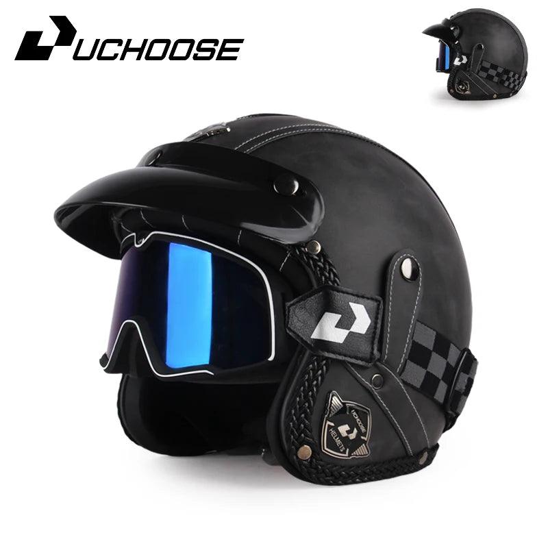 DOT Open Face Three Quarters Casco Moto Motorcycle Accessories Men Moto Helmets Certificated Retro Motorcycle Helmet Free Goggle