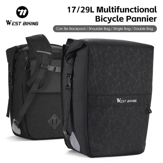 WEST BIKING Multifunctional Bicycle Pannier 17/29L Waterproof Bike Bag Double Side Luggage Rack Shoulder Bag Cycling Backpack - Franklyn & Page Emporium