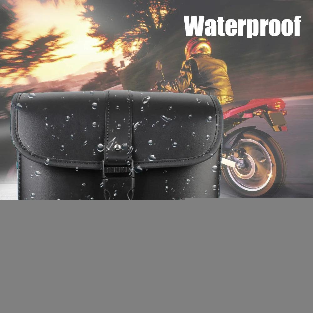 Retro PU Leather Motorcycle Saddlebag Saddle Bags Pouch Storage Case Side Luggage Tank Suitcase Waterproof Motorbike Accessories