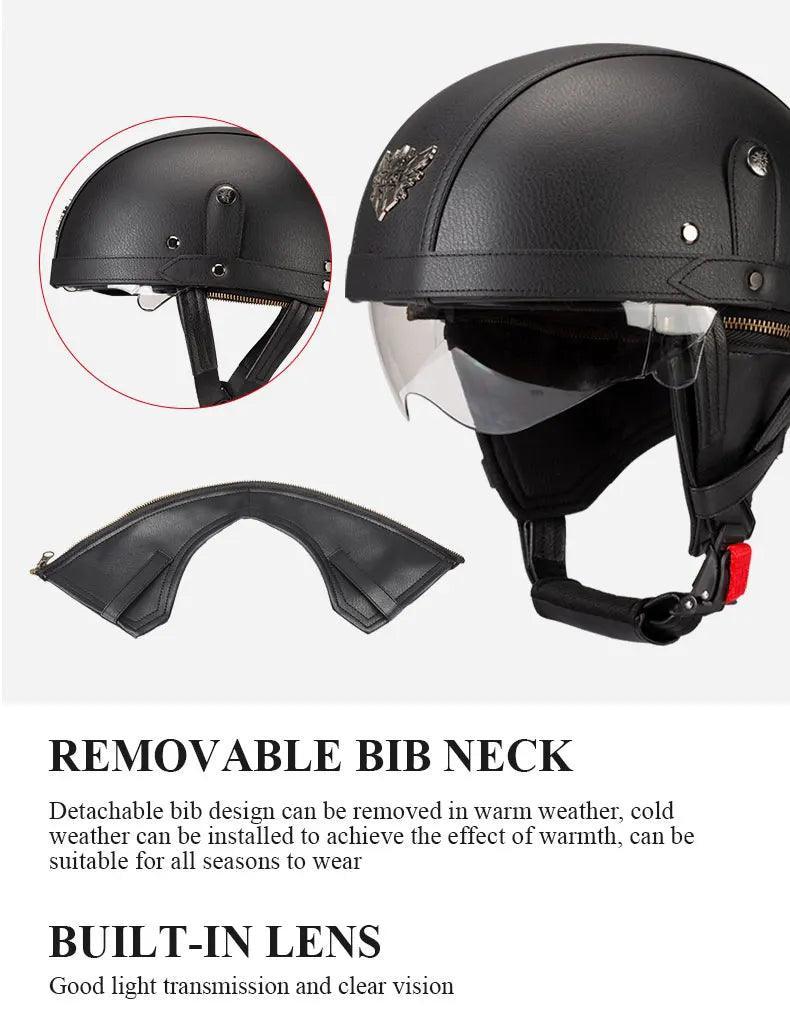 Vintage Black Motorcycle Helmet Retro Half Helmet Shell Matte Motorbike Protection Safety Cap Cascos Para Motos