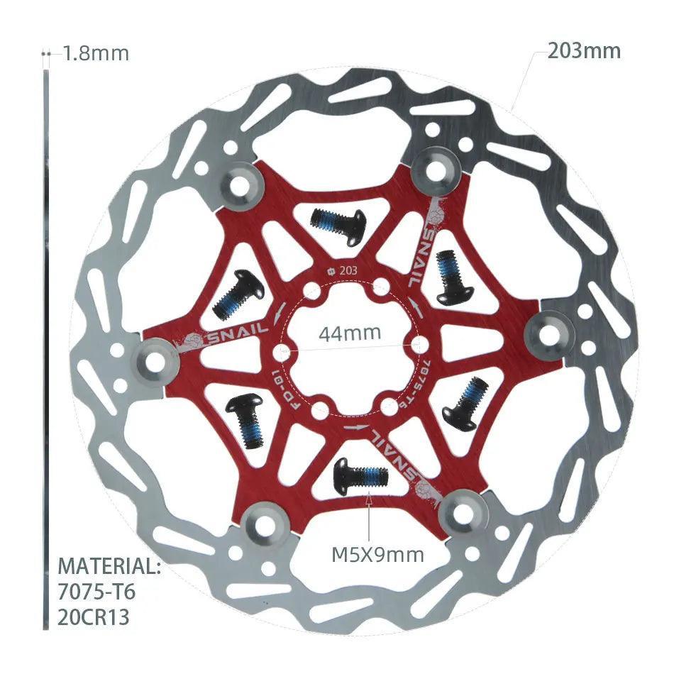 Snail Floating Disc Mountain Bike Cooling Floating Disc Ultra-light Six Pin Disc Brake Disc 160 180 203mm Accessories