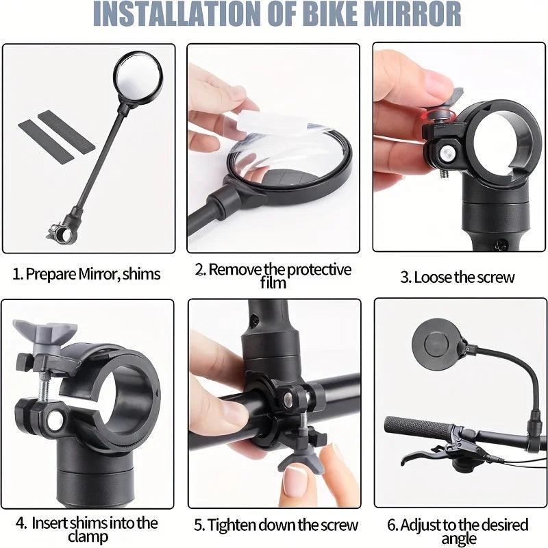 2PCS Bike Mirror Bike Handlebar Wide Angle Rearview Mirror Rotatable Shockproof And Adjustable - Franklyn & Page E-Bike Emporium