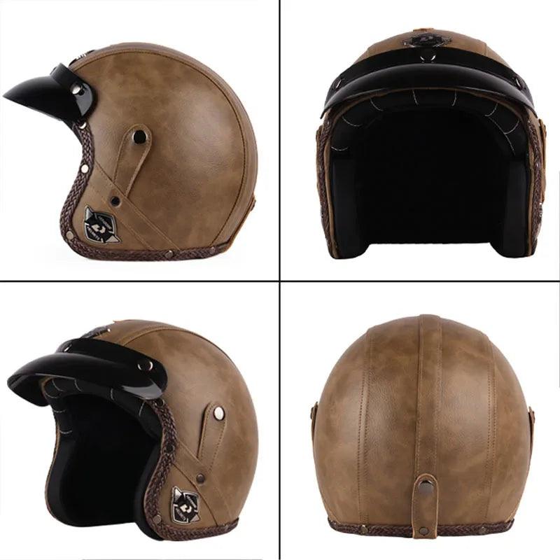 DOT Open Face Three Quarters Casco Moto Motorcycle Accessories Men Moto Helmets Certificated Retro Motorcycle Helmet Free Goggle